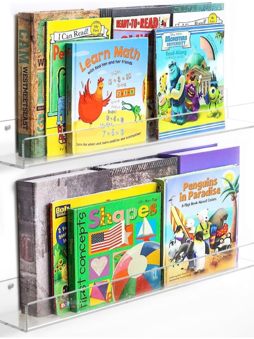 24”Acrylic Floating Bookshelves for Kids Wall Shelves 2 Packs